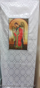 coatings , white, archangel , church, brocade , cross dver icon , clothing , angels , roses, royal doors