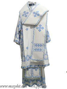 white, blue, bishop , bishop , crosses , bishop , Greece , linen, silk , metropolitan , garment