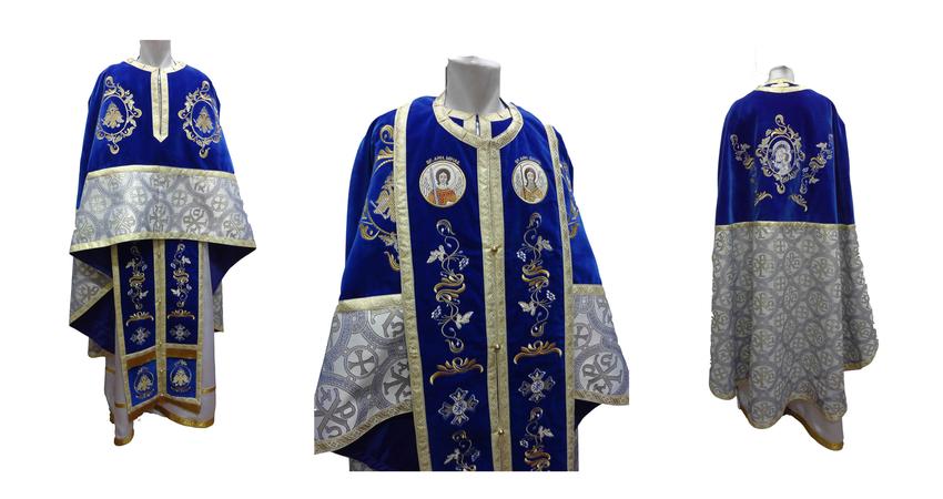 Brocard blue velvet vestment with eagle embroidery