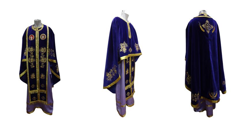 Purple velvet vestment with ice flowers embroideries