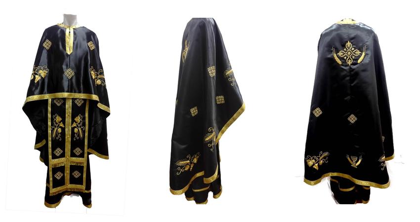 Black tafta vestment with wheat ears embroideries